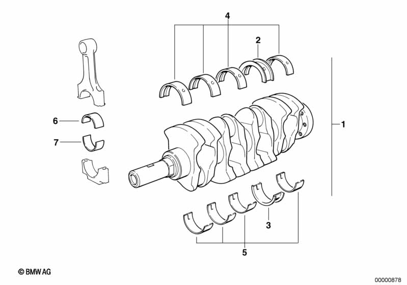 Krukas drijfwerk-krukas met lagerschalen