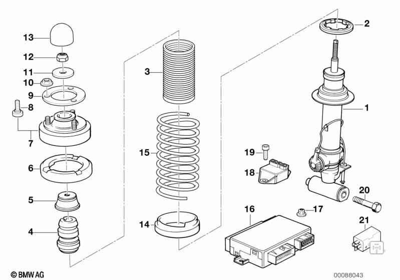 Veerelement achter EDC/niveauregulering