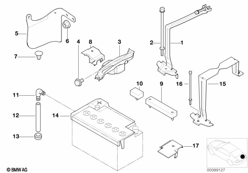 Accubevestiging en montageonderdelen