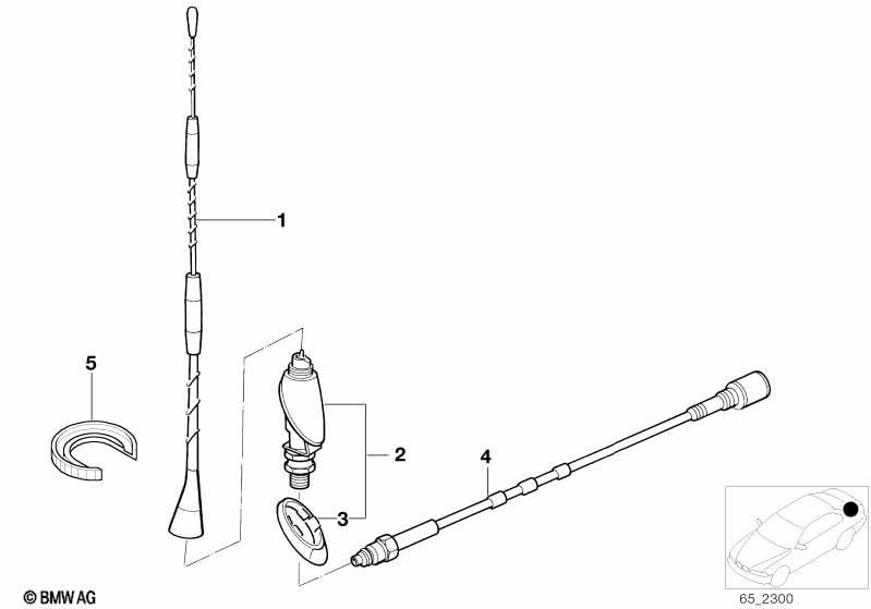 Onderdelen autotelefoon-antenne