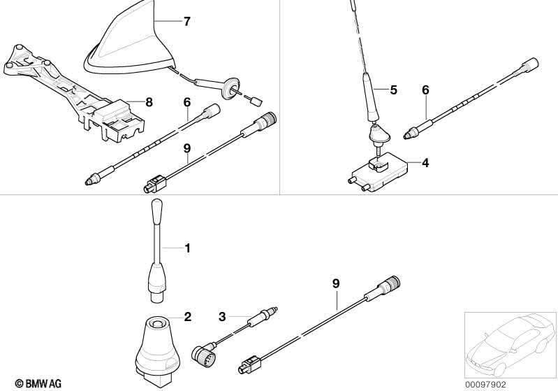 Onderdelen telefoonantenne Classic