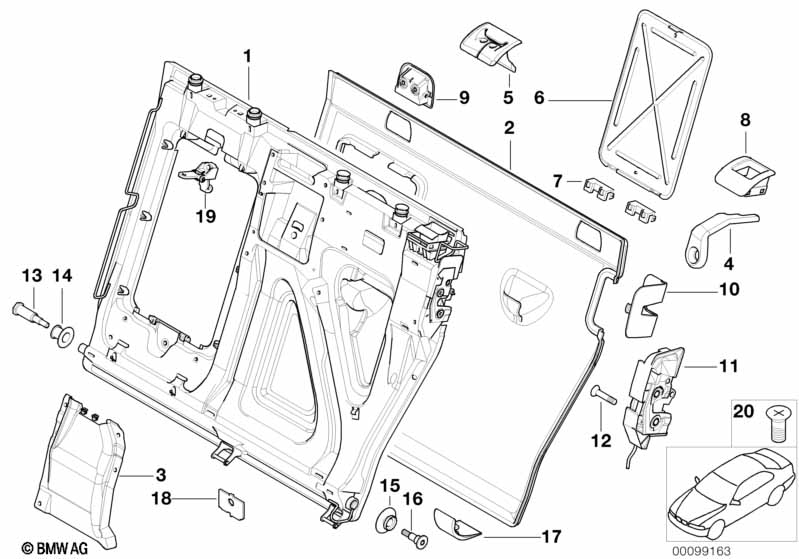 Achterbank zittingframe links