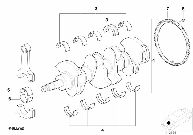 Krukas drijfwerk-krukas met lagerschalen